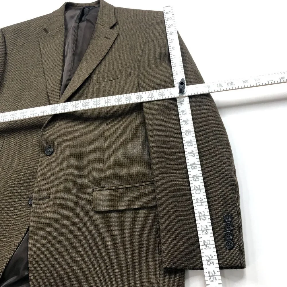 Chaps 44 L Long Men's 100% Wool Knit Button Sport Coat Jacket Brown MINT
